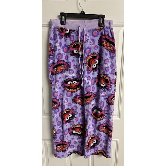 Disney Pull On PJ Pants Womens S 4-6 Purple Plush Fleece Jim Henson Animal - Picture 2 of 4